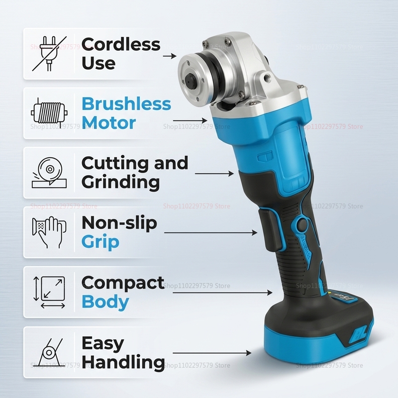 Brushless Angle Grinder Battery Powered - 무선 브러시리스 앵글 그라인더 18V, 휴대용