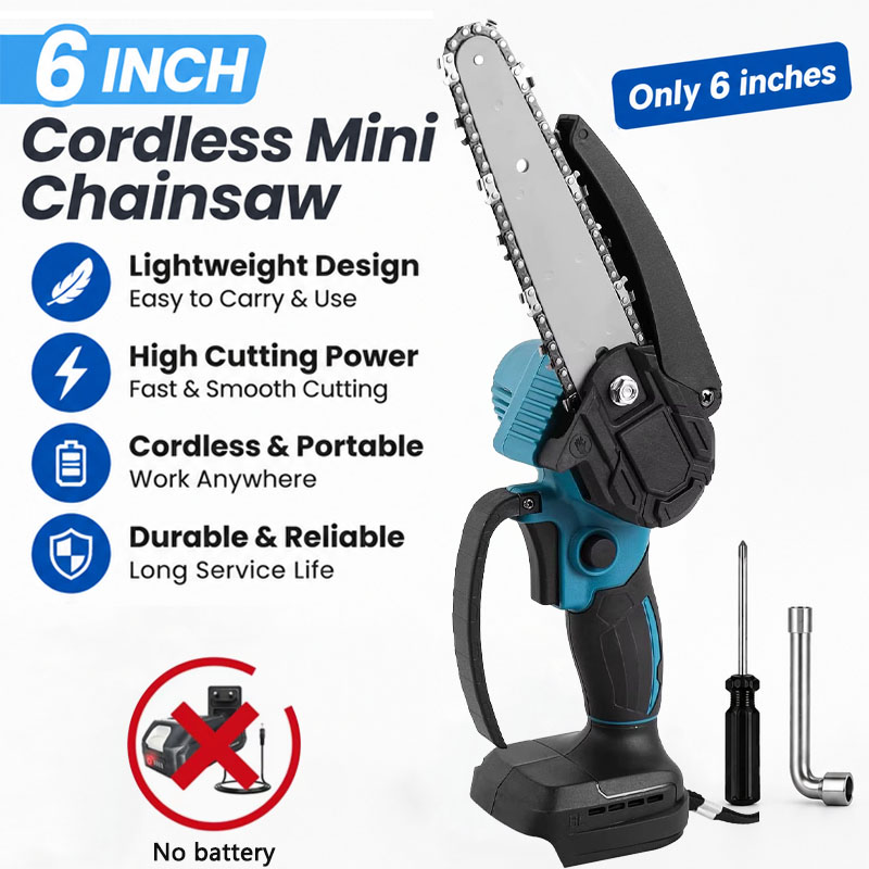 Mini Electric Chainsaw 6 Inch - 1700RPM 휴대용 6인치 미니 무선 리튬이온