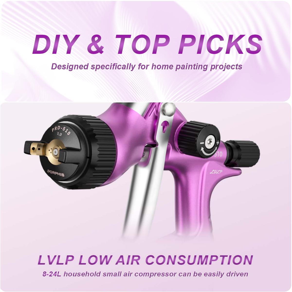 Airbrush Kit With Mini Compressor - 오리지널 PORPHIS PRD-510 페인트건 LVLP 스프레이건