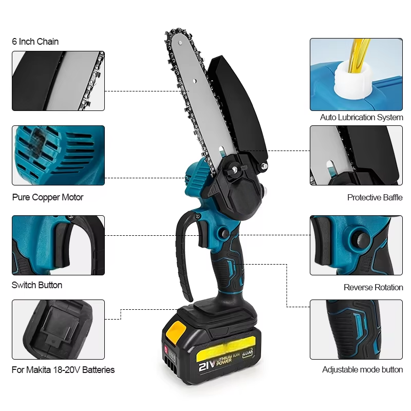 1700RPM 6인치 미니 리튬이온 전기 체인톱 한 손 - Mini Electric Chainsaw 6 Inch 리뷰 및 가격