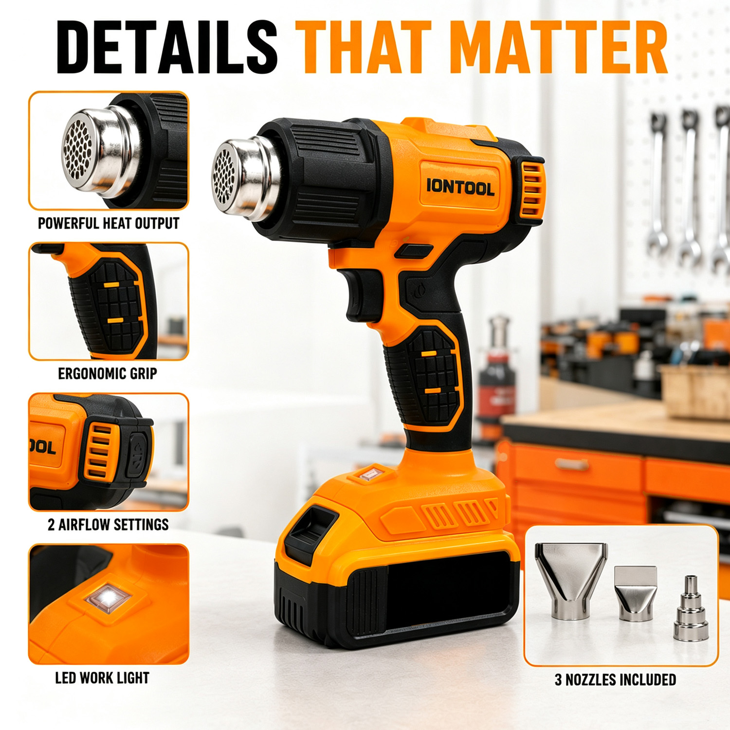 IONTOOL 노란색 무선 열풍기 550 ℃   페인트 - Cordless Heat Gun For Shrink Tubing 리뷰 및 가격