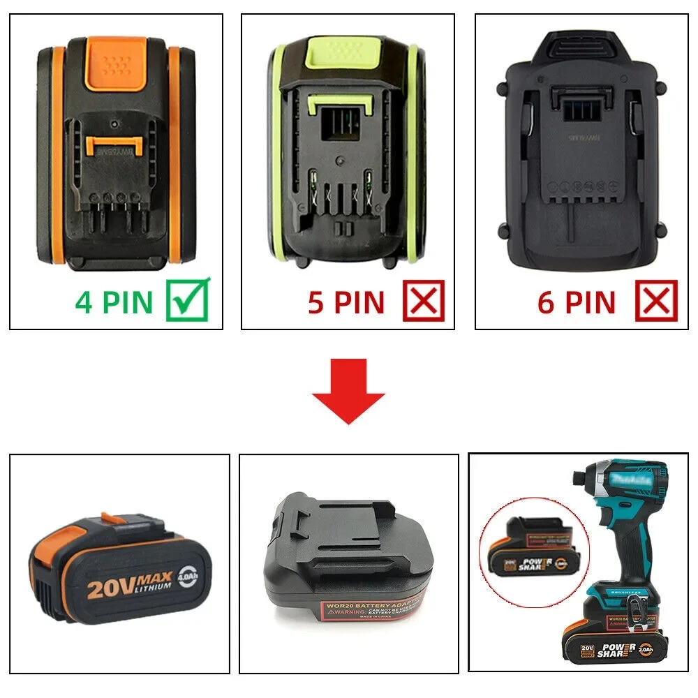 Worx 20V 4PIN 오렌지 리튬 이온 배터리 용  - Brushless Cordless Electric Drill 18V 리뷰 및 가격