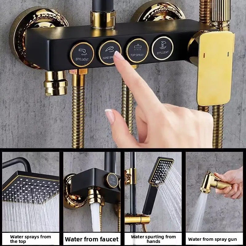 블랙 골드 스테인리스 스틸 샤워 시스템 풀세트, 가정용 - Plumbing 리뷰 및 가격