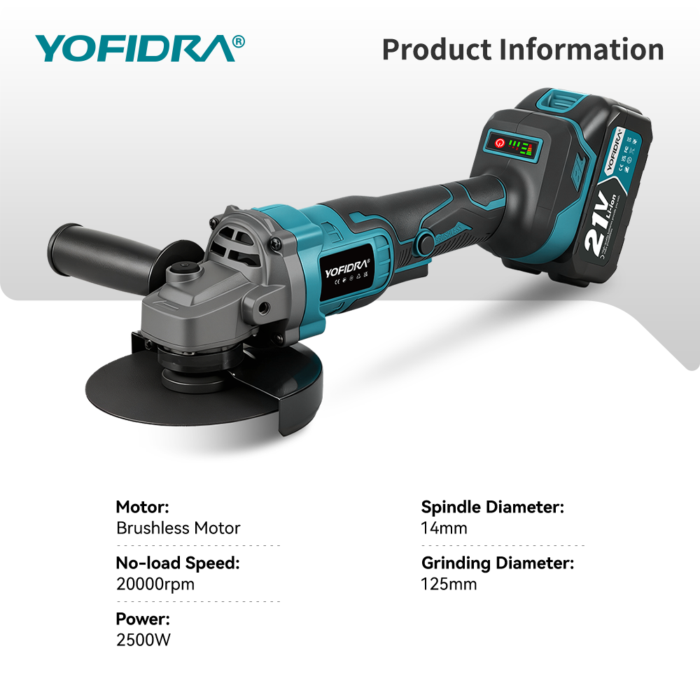 YOFIDRA 125mm 브러시리스 앵글 그라인더 3단 - Brushless Angle Grinder Battery Powered 리뷰 및 가격