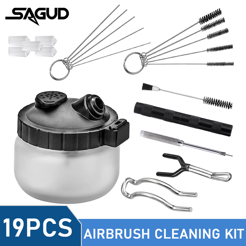 SAGUD 19종 에어브러시 세척 키트, 스프레이 건  - Airbrush Kit With Mini Compressor 리뷰 및 가격