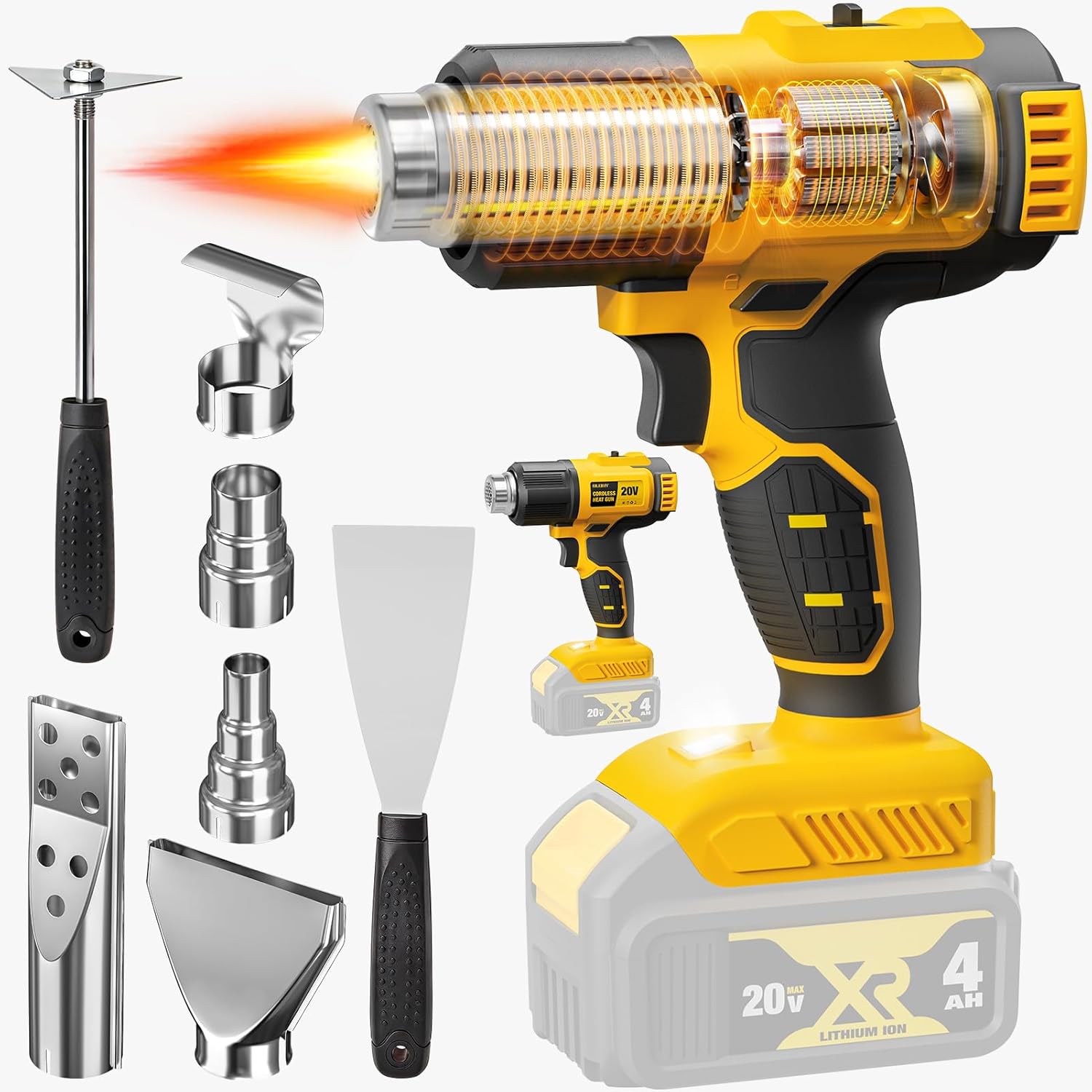 20V 배터리 호환 무선 열풍기, 7개 노즐 및 스크레 - Cordless Heat Gun For Shrink Tubing 리뷰 및 가격